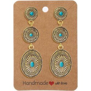Western Turquoise Earrings Vintage Silver Gold Concho Boho Country Jewelry